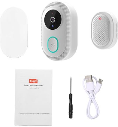 Swokely Smart Doorbell Ring Door Camera Infrared Night Viewing WiFi Wireless Video Bell Camera Rechargeable Video Intercom Doorbell Two-Way Audio Long Transmission Range