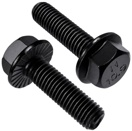 MOUMOUTEN M12*50mm 10pcs Bulloni A Testa Esagonale Della Flangia | 10,9 Viti In Lega Nera Finitura Nera, Bulloni A Testa Esagonale Della Flangia