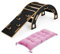 Obubu - Satz Kletterbogen und Wippe Kissen und Rutsche - Montessori - Holz Handgemachtes Klettergerüst Indoor - Klettergerüst Rutsche für Kinder ab 1 Jahre - Schwarz Holz Rosa Kissen
