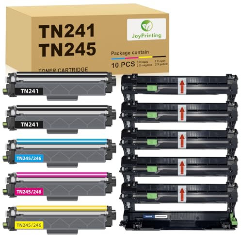 JoyPrinting TN241 TN245 Toner Kompatibel für DR-241CL Trommeleinheit für Brother MFC-9130 MFC-9140CDN MFC-9142CDN MFC-9332CDW MFC-9342CDW MFC-9330 MFC-9340CDW MFC-DCP-9020 MFC-9055CDN(10er-Pack)