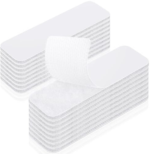 HOMMAND Klettband Selbstklebend Extra Stark, 16 Stück Doppelseitige Klebepads, Klettverschluss Selbstklebendes, Doppelseitiges Klebeband perfekt für Raumdekoration, Haus, Büro, Weiß, 30mm×100mm