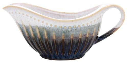 Lesser & Pavey Elements Reactive Glaze Gravy Boat | Ceramic Stoneware Sauce Boat with Elegant Glaze Finish | Modern Kitchen Tableware | Stylish Serving Piece for Gravy, Sauces or Dressings