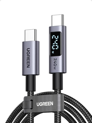 UGREEN 240W USB C Kabel mit Digital Display PD3.1 Schnellladekabel | USB-C auf USB-C Kabelmit Ladeleistungsanzeige und E-Marker für iPhone 17/16 Serie, Galaxy S26, MacBook, iPad Pro usw. (1 M)