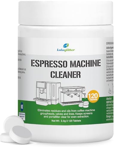 LULUGLITTER Espresso Machine Cleaning Tablets Descaling Expresso Maker Backflush Oil Remover 120 Tabs Compatible with Breville Barista Express, Gaggia, Delonghi, Jura, Philips