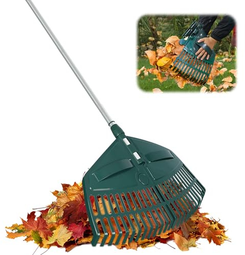 ORIENTOOLS 175,3 cm verstellbarer Laubbesen mit 5-teiligem Griff, 26 Zinken, robuster Kunststoffkopf, Dual-Use-Design, verwandelt sich in Laubschaufeln, leichter Hofrechen für Rasen, Gras, Sträucher