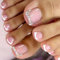 24pcs French Square Fake Toe Nails Shiny Rhinestone Press Nail Sparkle