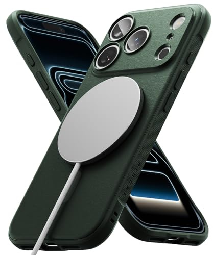 Ringke Onyx Magnetic für iPhone 17 Pro Hülle, [Kompatibel mit MagSafe] Griffig rutschfest Anti-Fingerabdruck Kratzfest Stoßfest Schlankes Handyhülle mit Präzisen Kameraausschnitten - Dark Green