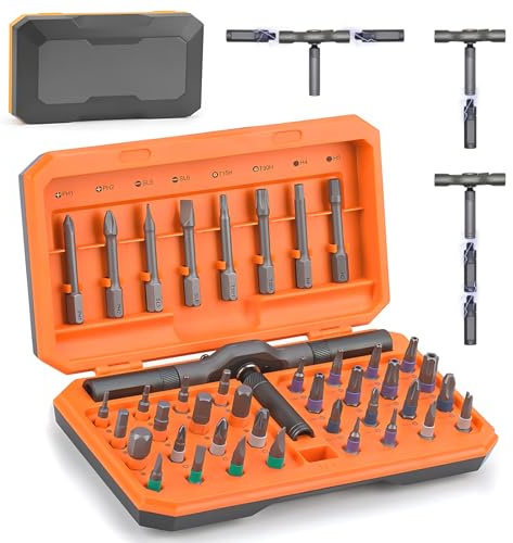 42 in 1 Ratchet Magnetic Screwdriver Set, T Handle Multi Screw Driver Sets with 40 Bits, Mini Hand DIY Repair Tool Kit for Laptop Pc Electronics Furniture Bike, Precision Screwdrivers Gift for Men