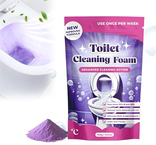 Toilet Cleaner, 2025 New Limescale Remover, Fast Acting Heavy Duty Drain Foam, Touch Free Foaming Toilet Cleaning Foaming Powder, Self Activating Powder for Toilet Bowl Cleaning (1)