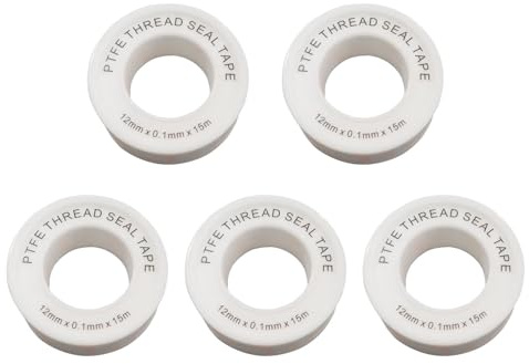 Haluway 5 Pcs PTFE Plumbers Tape- Thread Seal Tape with Snap On Cover for Leak Prevention in Bathroom, Kitchen & Garden Pipes, Shower Head & Sewers