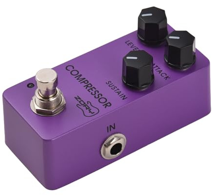 Walmeck Ross Kompressor-Effektor mit Level-, Attack- und Sustain-Reglern, True Bypass, Gehäuse aus Aluminiumlegierung, Violette Farbe, DC 9V-Eingangs-/Ausgangsschnittstellen, Kompaktes