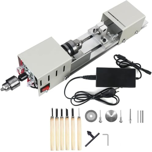 6-in-1 Mini-Metalldrehmaschine, 12–24 V Elektrowerkzeug, Präzisionsdrehmaschine For Heimwerkerarbeiten Mit Holz, Perlenschleifen, Schnitzen, Bohren – Ideal For Holz- Und Steinbearbeitung.