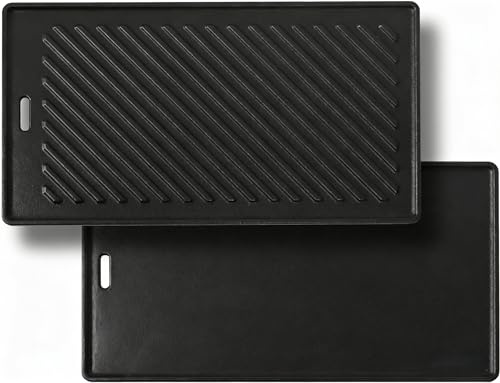 ibanbanla 45 x 24 cm Gusseisen Grillplatte für alle RÖSLE VIDERO G2, G3, G4 und G6 (ab 2021) Platte beidseitig verwendbar, Wendeplatte für Fleisch und kleine Grillstücke, Grillbranding