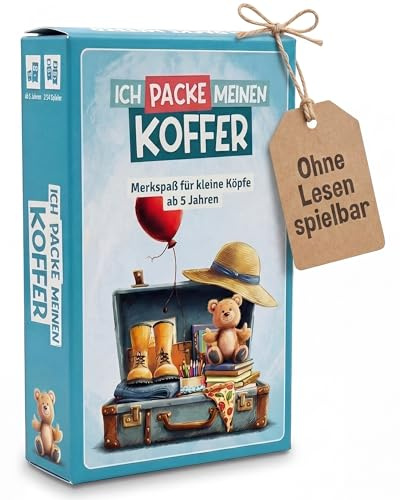 Ich packe meinen Koffer | Reise- & Ratespiel | Geschenk für Kinder ab 4 J. | Kompaktes Kartenspiel ab 4 Jahren: Tolles Mitbringsel & ideale Geschenkidee für jeden Kindergeburtstag.
