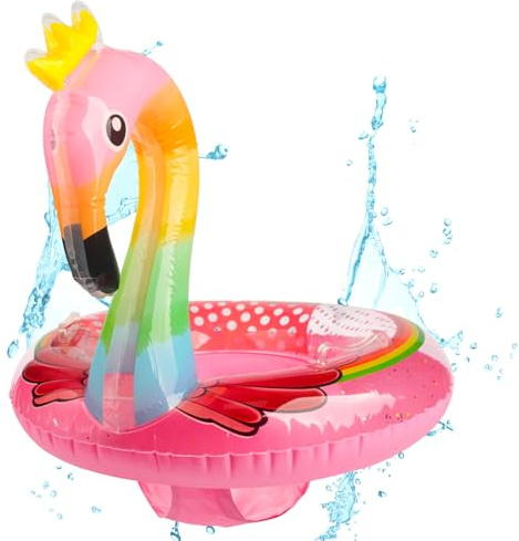 Clvsyh Baby Schwimmring, Aufblasbar Flamingo Schwimmring, Schwimmreifen Kinder 1-4 Jahre, Baby Schwimmreifen mit Sitz, Kinder Float, für Schwimmbad-Party, Strand Partyzubehör (Glitzer Rosa)