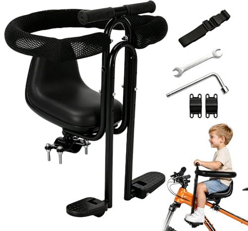 XPJBKC Kindersitz Fahrrad Vorne, Bequemer Size Fahrradsitz Kinder Vorne, Umfassendes Schutzgitter Höhenverstellbar Kinderfahrradsitz, Fahrrad Kindersitz für Mountainbikes und Falträder