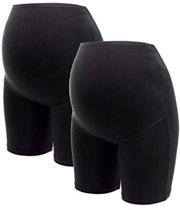 Herzmutter Culotte Maternité Coton - Shorty Culotte Grossesse - Anti Frottement Cuisse - sous-vêtements Maternité - Panty Femme Enceinte - OekoTex100-5020 (S, Noir, 2X)