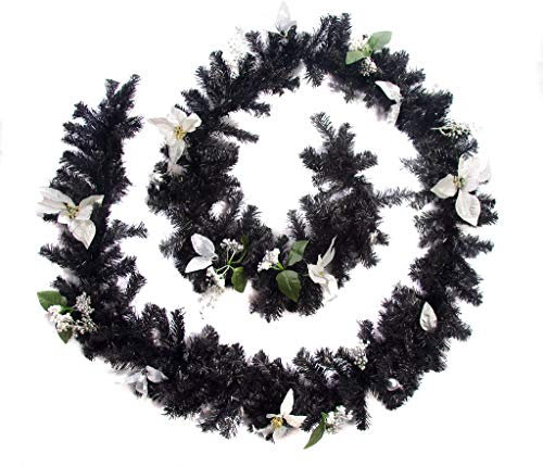 Best Künstliche Weihnachtsgirlande, Schwarz/silberfarben, Plastik, grün, 12ft