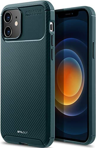 STILGUT Carbon Auto Focus kompatibel mit iPhone 12 mini (5.4) TPU Hülle im Carbon Design, TPU Cover, stoßfeste Handyhülle - Grün