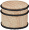 4 x Türstopper, für schwere Türen & Fenster, Edelstahl & Gummi, Holzoptik, hoher Bodenpuffer, ∅ 9,5 cm, Hellbraun