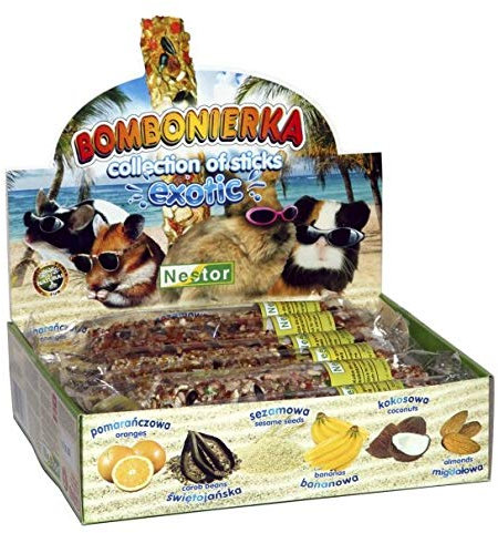 12x FRUIT EXOTIC STICKS Collection - Hamster Small Animal Rodents Food Treats Stick Mice Rabbit Gerbil Degu Guinea Pig Rat Mice