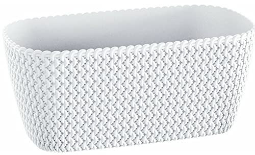 Fioriera grande in rattan, in plastica, 40 cm, colore: bianco