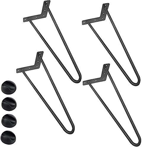 BAKAJI Set 4 Gambe da Tavolo Altezza 45 cm in Metallo Piedi per Tavolino Divano Sedie Panche e Mobili con Piedini Antiscivolo Design Moderno Industriale Colore Grigio Kit Montaggio Incluso