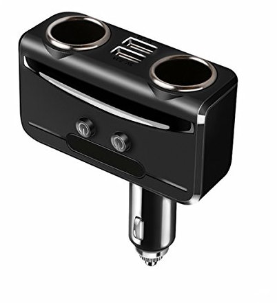 YONGYAO Accendisigari Auto Presa di Corrente Splitter 12V-24V Adattatore di Alimentazione Dual USB Caricabatteria da Auto Voltmetro LCD-Nero