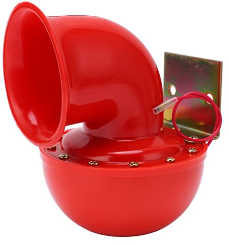 Akozon Bullenhupe, Elektrische Stierhupe Mit Kuhsound - 150db Rote Lufthupe, Metallhupe für LKW, Zug, Boot, Motorrad, Auto