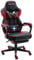 Bonzy Home Bonzyhome Gaming Chair, Ergonomic Racing Gaming Chair for Adults with Footrest and Lumbar Massage, Height Adjustable with Swivel Seat and Headrest for Home/Office (Red), 008