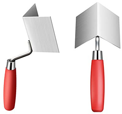 LYFUND Cazzuola angolare antiruggine, cazzuola angolare interna e cazzuola angolare esterna in acciaio inox con manico in legno, spatola angolare con impugnatura ergonomica morbida, dimensioni della