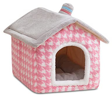 Galatée Katzenbett, Warmes Katzenhöhlenbett, Weiches Haustierhöhlenbett Mit Abnehmbarem Kissen, Bequemes Haustierzelthaus, Waschbares Hundebett(S, Rosa)