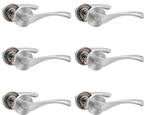 Probrico 6 Pack Internal Door Handles, Round Door Handles in Brushed Nickel Color, Interior Door Handles, Not Latch Included