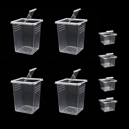 Kleine Reptilien-Zuchtbox, Spinne, Terrarium, Freisetzungsbox für Baumspinne, Skorpionschlinge, Eidechsen, Mantis, Springspinnen, Schnecke, Insekten, Isopoden, Terrarien, Zuchtbox (4 hoch + 4 klein)