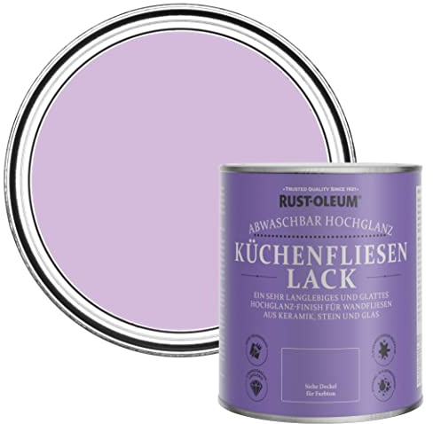 Rust-Oleum Purple Water-Resistant Kitchen Tile Paint in Gloss Finish - Violet Macaroon 750ml