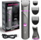 Electric Bikini Trimmer Women Body Hair Trimmer Pubic Hair Trimmer for Women Bikini Arms Legs Underarms Lady Shaver for Womens,Replaceable Snap-in Ceramic Blades,IPX7,Wet and Dry Use