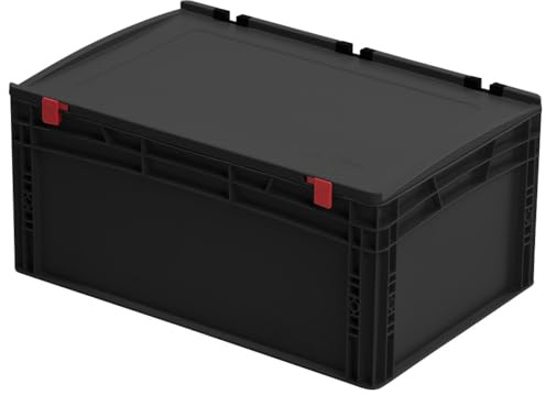 WETEC Lagerbehälter mit Scharnierdeckel, ESD, 600 x 400 x 285 mm (Lagerbox Box ESD)