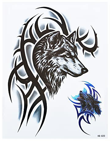 Tribal Wolf Tatouages temporaires pour homme (Hb820)