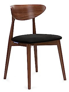 Konsimo Rabi Esszimmerstühle - Modern Holzstuhl 79x45x47cm - Küchenstühle - Stuhl Esszimmer, Küche, Wohnzimmer - Universal Esstisch Stühle mit Weicher Polsterung - Schwarz/Mittlerer Nussbaum
