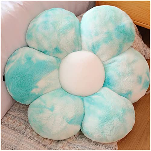 LANFIRE Kissen mit Blumen Bodenkissen Sitzkissen im Innenhof Dekokissen aus Plüsch Sitzkissen (65CM, Blau weiß)