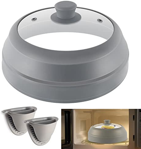 Couvercle en verre pour micro-ondes sans BPA, pliable en silicone, 26,7 cm