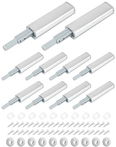 QWORK® 10 piezas cierre pulsador puerta, amortiguadores magnéticos, fijación de tornillos, para cajones, aparadores