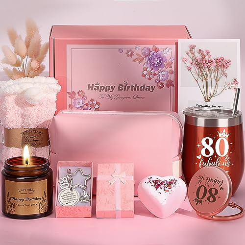 80th Birthday Gifts for Women, Personalised Birthday Hampers for Her Turning 80, Funny 80 Year Old Pamper Gift Basket for Mum, Grandma, Best Friend, Wife, Sister, Ladies 80th Birth Day Presents Ideas