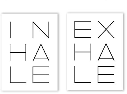 KAnduo Inhale Exhale Typografie-Druck, Yoga-Poster, minimalistische Zitate, Wandkunst, Leinwandgemälde, Kinderzimmer-Zitat, Bilder, Heim-Wanddekoration, ohne Rahmen