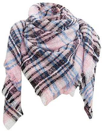 Schal Damen Winter Frühling Dicke Lange Schals mit Quasten Weiche übergroßer Poncho Damen Winterschal Schultertuch Bunt Kariert Schal für Damen Dreieckstuch Tücher Einfarbiger Schal