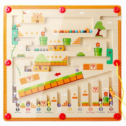 HENGBIRD Magnet Spielzeug Kinder, Magnetspiel Montessori Spielzeug Ab 4 5 6 Jahre Lernspielzeug Holzspielzeug Spielzeug Junge Sortierspiel Magnet Spiel Labyrinth Spiel