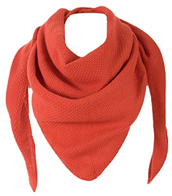 stylx Damen XXL Strick Dreieck Schal mit Reiskorn Strickmuster in Unifarben, Schal, Leichtes Tuch (safran)