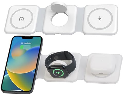 Callstel Ladestation Smartwatch: 2er-Set Ladestationen für iPhone, AirPods, Apple Watch, für MagSafe (Dual, Apple Multi)