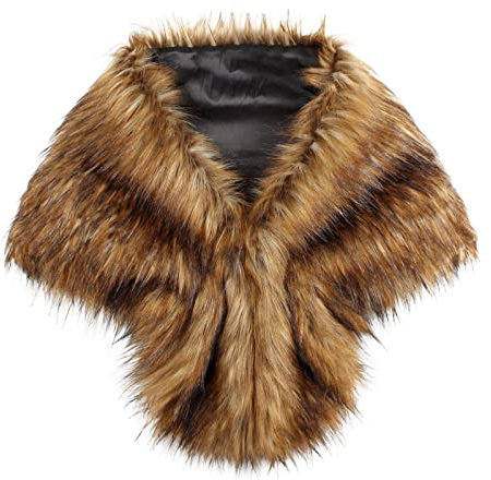 langes Kunstfell-Schal-Wrap für Damen - edle Stola - wie echtes Fell Elegant