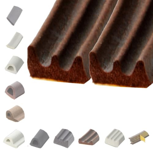 BRESKO 6-100 m Fensterdichtung Selbstklebend Dichtung Gummidichtung Epdm Türdichtung Dichtband Gummi Fenster Profil Abdichtung Dichtungsprofil (E - 9x4 mm - braun, 2 x 25 m (50 m))